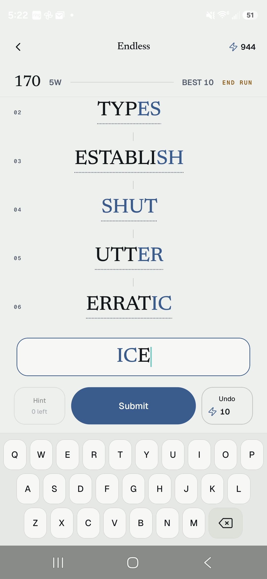 Screen 3 of 5: Endless